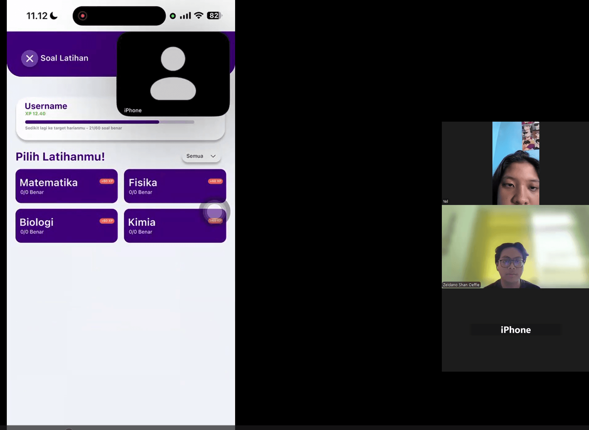 Another testing session, walking through the app's practice and leaderboard screens.